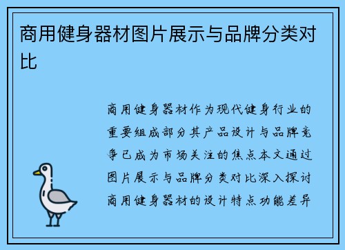 商用健身器材图片展示与品牌分类对比